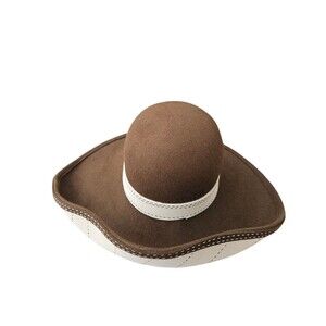 Vintage B Michael Brown Wool Felt Hat Statement Wide Lifted Brim Stitching
